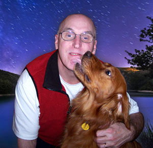 Steve Rosenoff with mascot Golden Retreiver