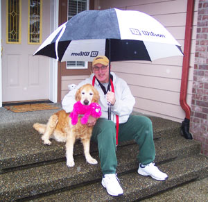 Steve Rosenoff with mascot Maverick